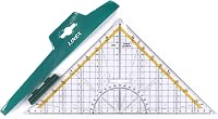 Echer gradat din plastic Linex 2632 cu mâner detașabil, 30 cm, scală metrică, cu suporturi pentru tuș 6