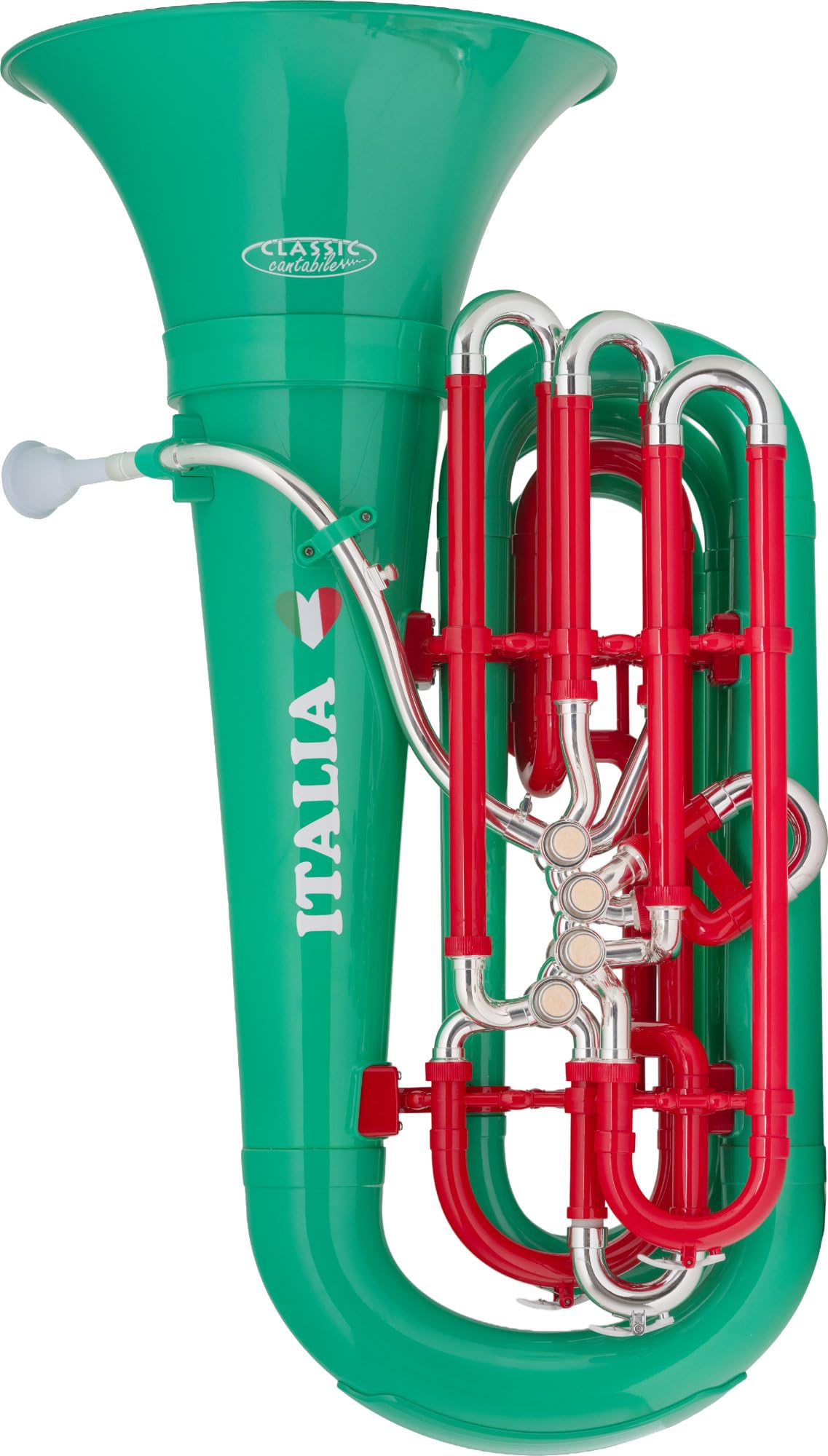 Classic Cantabile KT-30PL MardiBrass Tuba Bb en plastique ABS, léger et stable, pavillon et mécanisme en laiton. Inclus housse et embouchure. Couleur vert.