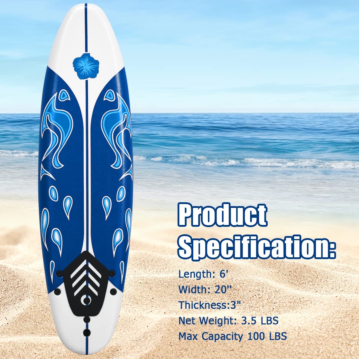Amazon.com : GYMAX Surfboard, 6FT Stand Up Paddle Board with