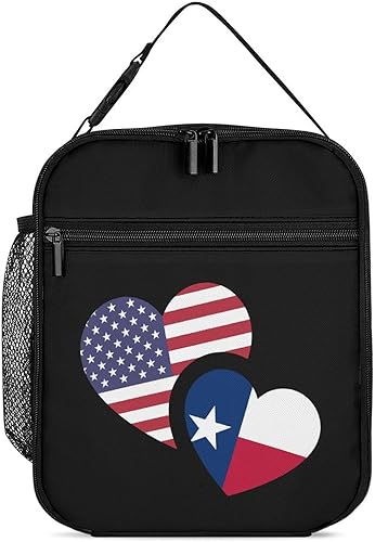 US Texas Flag Insulated Lunch Bag for Women Men Reusable Lunch Box Tote Bag for Work Travel