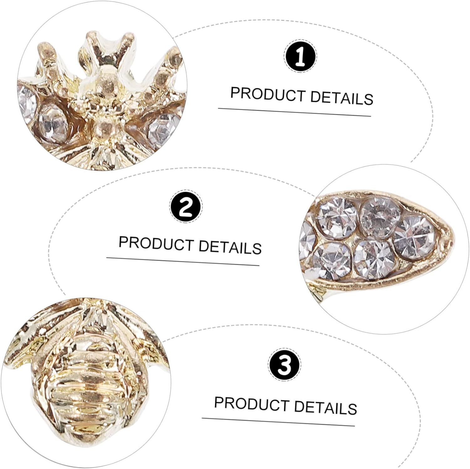 50pcs Alloy Bee Nail Charms for Nail Art Decorations Retro Style Manicure Accessories for