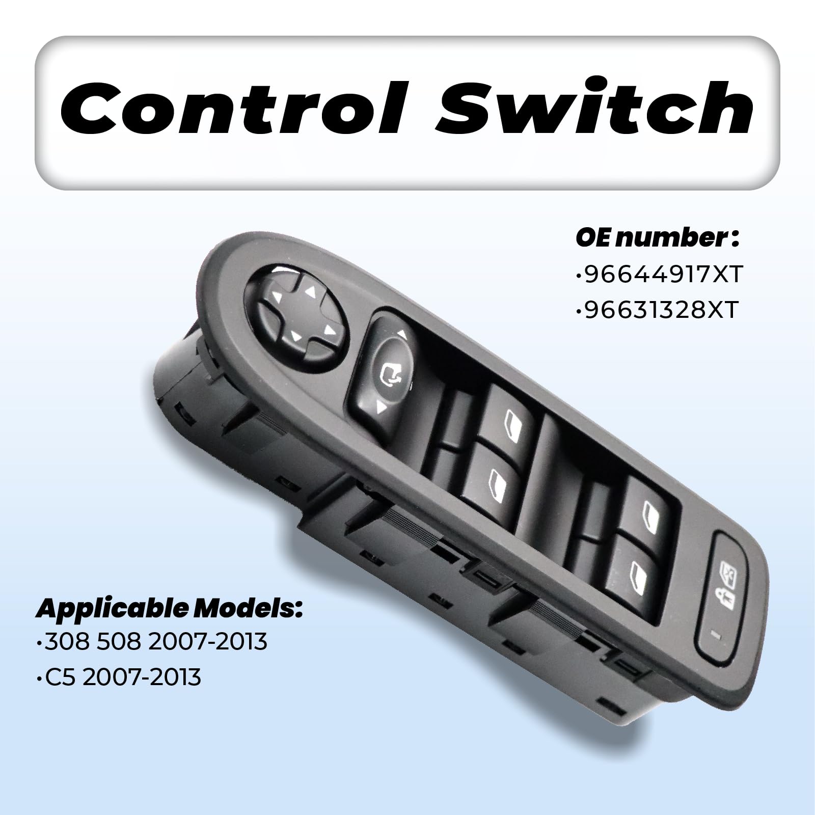 Interruttore Comando Alzacristalli Elettrici 96644917XT per 308 508 C5 Pulsantiera Finestra 96631328XT