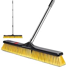 Large Outdoor Broom, 60 cm Industrial Garden Outdoor Broom with Adjustable Stainless Handle for Cleaning Roads, Outdoor Yard, Patios-Yellow