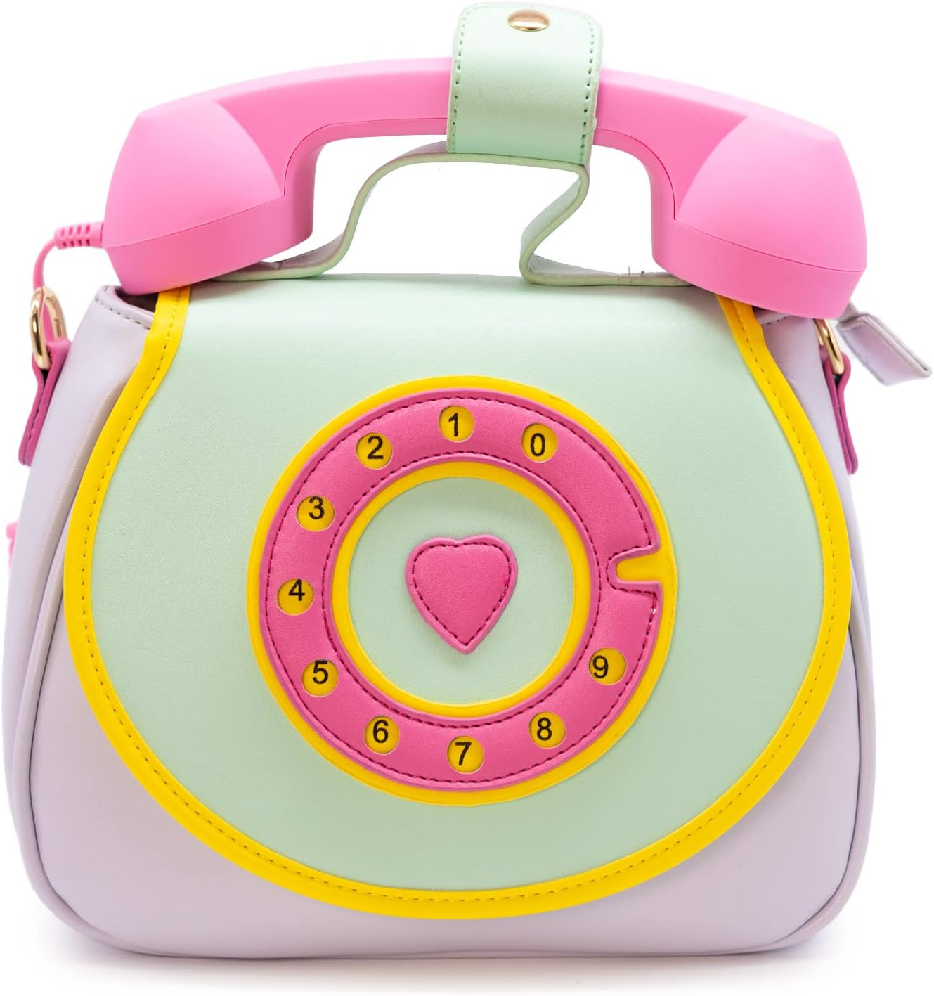 Bewaltz Novelty Handbag, Fun Shape Tween Style - Crossbody (Ring Ring Phone - Cotton Candy Mint)