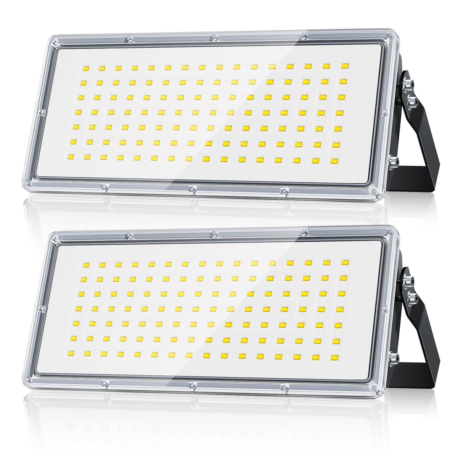 100W LED Strahler Fluter Außen 10000LM 2 Stücke, LED Scheinwerfer 6500K Kaltweiß IP66 Wasserdicht für Garten/Lager/Hofbeleuchtung