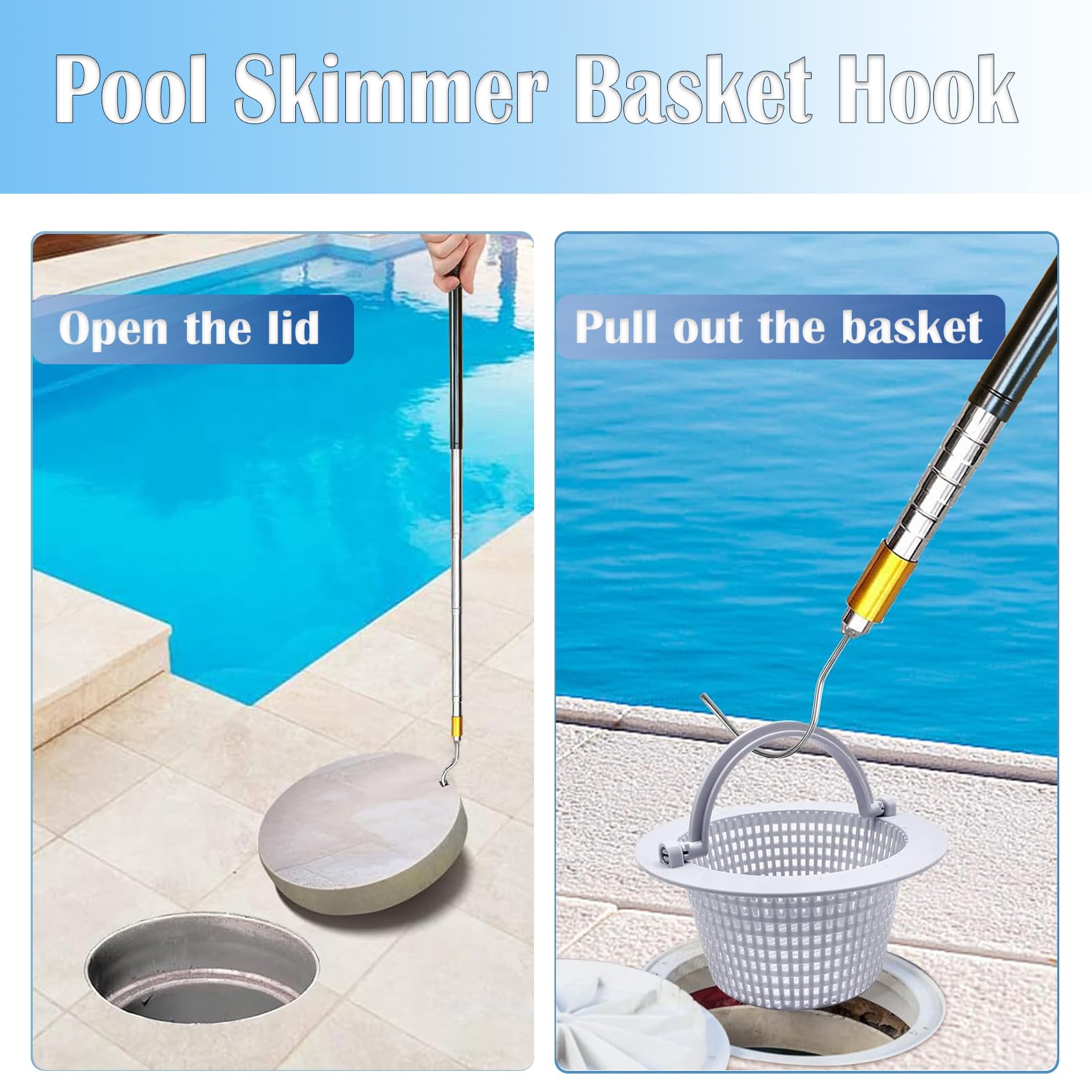 CozyCabin Pool-Skimmer Haken – Edelstahl, 36,8 Cm Lang, Zum Einfachen Entfernen Des Skimmerkorbs, 2 Stück