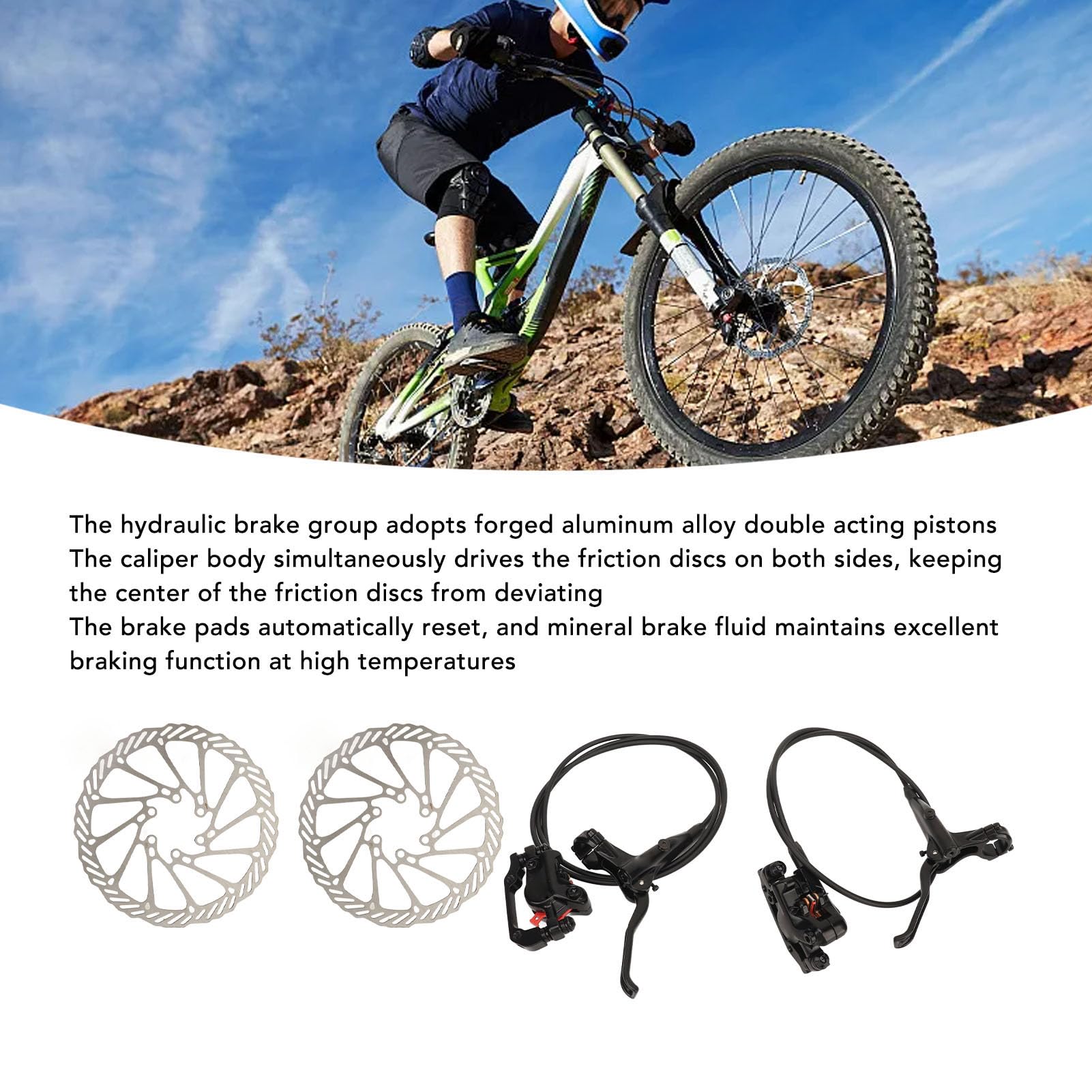 QANYEGN Mountain Bike Disc Brake kit, Hydraulic Disc Brake Kit, Disc Brake Set for Wheeled Bicycles Fixed Gear Bicycles Road Bikes