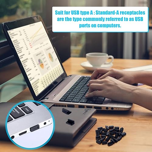 Miniatura 4 de Hoolerry 200 piezas USB tipo A cubierta de puerto anti polvo cinta protectora A negro enchufe enchufe USB tapón anti polvo tapones antipolvo para