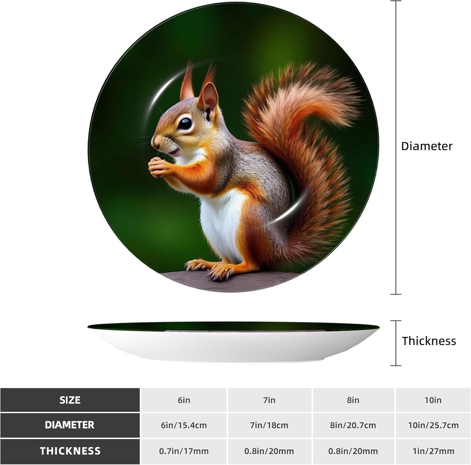 Decorative Plate Ceramic Plate for Wall Hanging 10in Accent Plate for Office Living Room Hallway Table Decor - Squirrels Eating Peanuts On The Tree