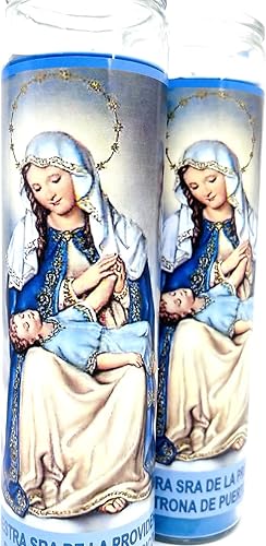 Miniatura 5 de Nuestra Señora de la Providencia veladora de rezo sin fragancia 14 oz vaso grande una pieza vela de oración de una pieza 14 oz de vidrio alto