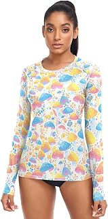 Trippy Mushrooms Rainbow Eyed Women's Rash Guard UV Sun Protection UPF 50+ Swimming Tops Running Surfing