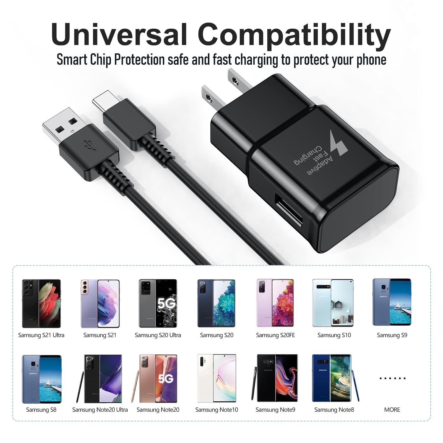 Cable USB C de carga rápida tipo C de 6 pies para Samsung Phone S10/S10e/S10+/S9/S9+/S8/S8+/S23/S22/S21 Ultra/S20/Note 20/Note 10/Note 9/S25/s25+/S24/S24+/S24+/S24 Ultra
