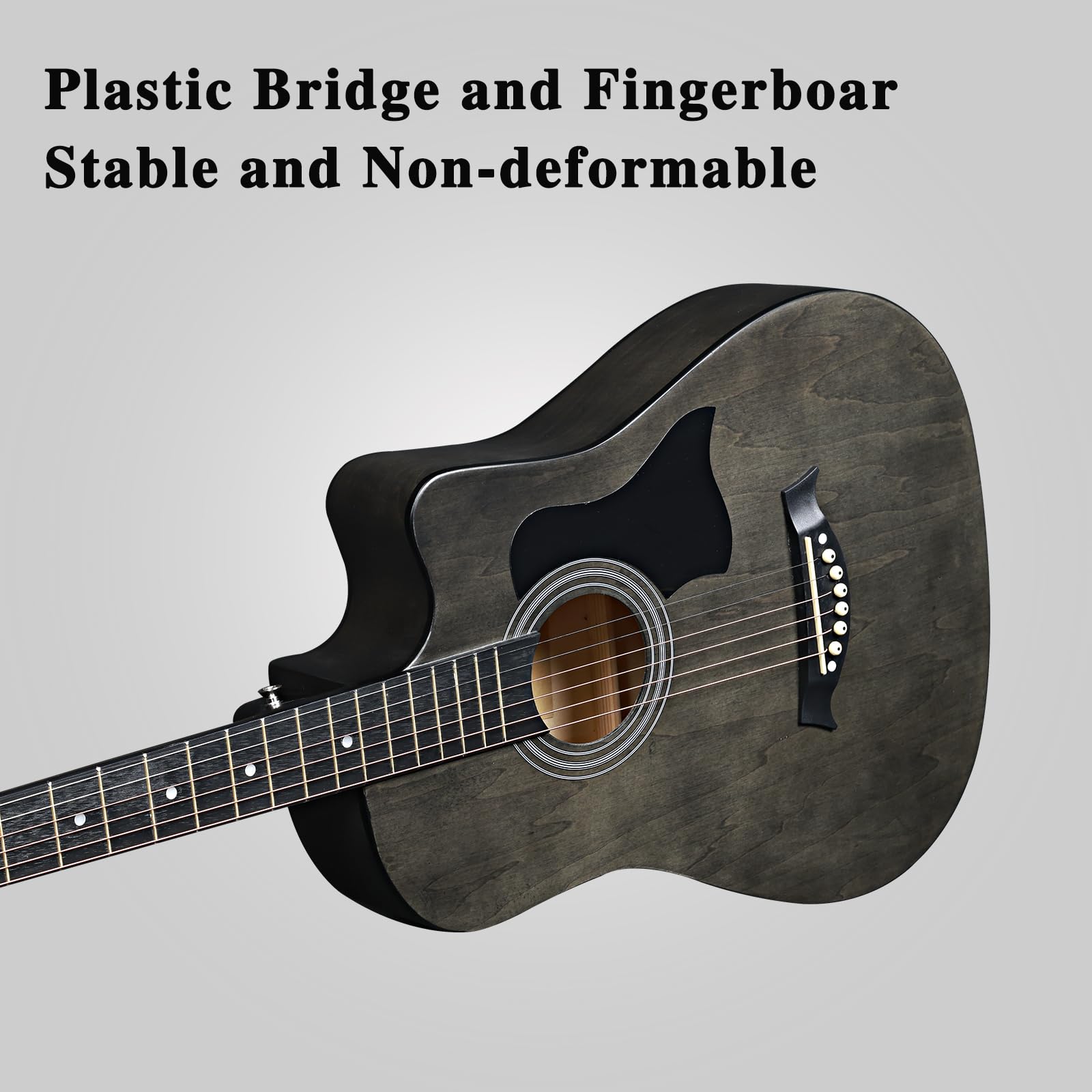 ADM Chitarra acustica da 38" per principianti, chitarra folk blu per bambini, studenti, adulti (corde in acciaio) nero