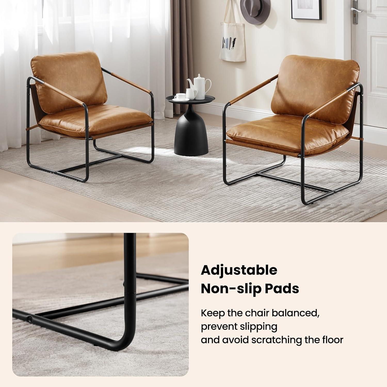 Close-up of the adjustable non-slip pads on the chair leg