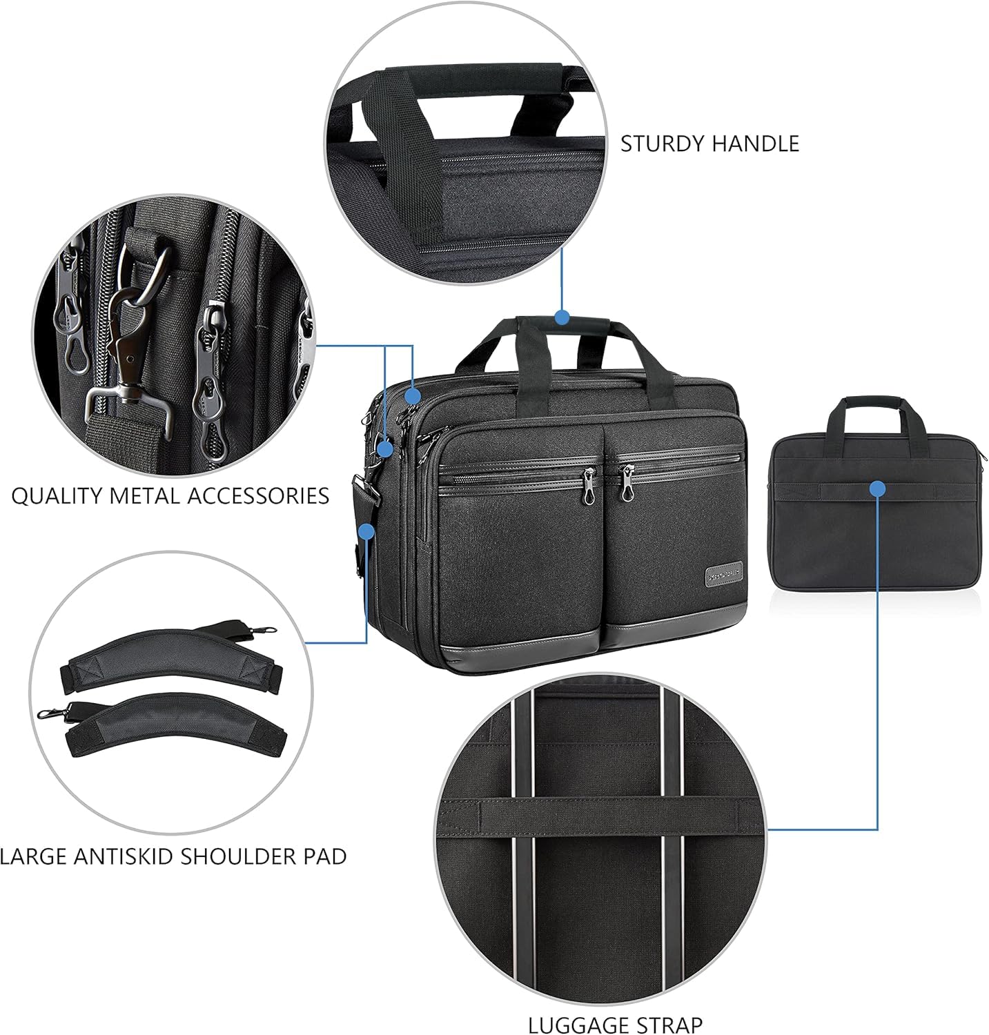 KROSER Borsa per Laptop Cartella per Laptop Elegante Adatto Fino a 17,3’’ Borsa a Tracolla Espandibile Idrorepellente con Tasche RFID per Affari/College/Uomini/Dnone