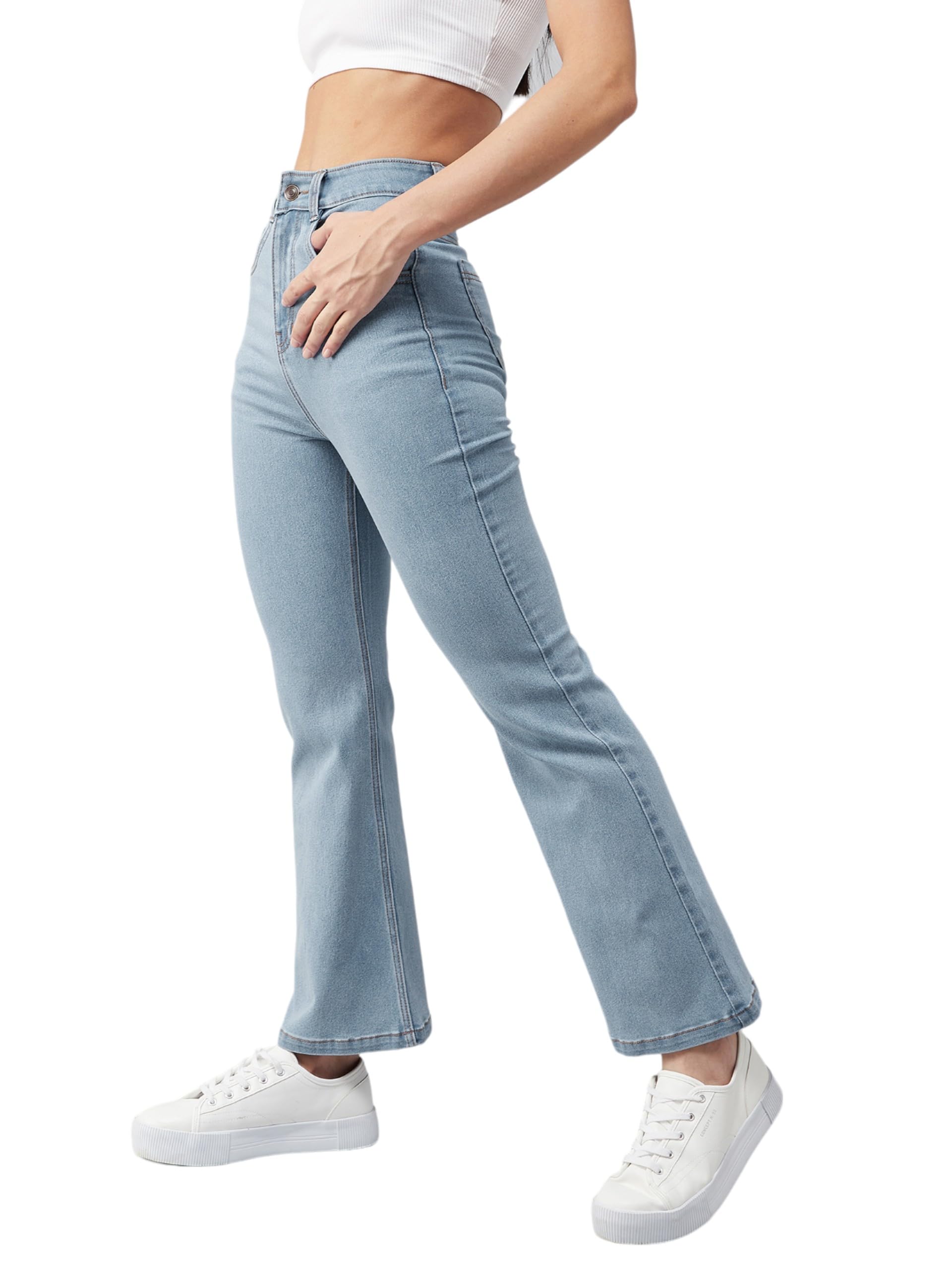dolce crudo Women's Bootcut High Rise Regular Stretchable Denim Jeans-picture-49