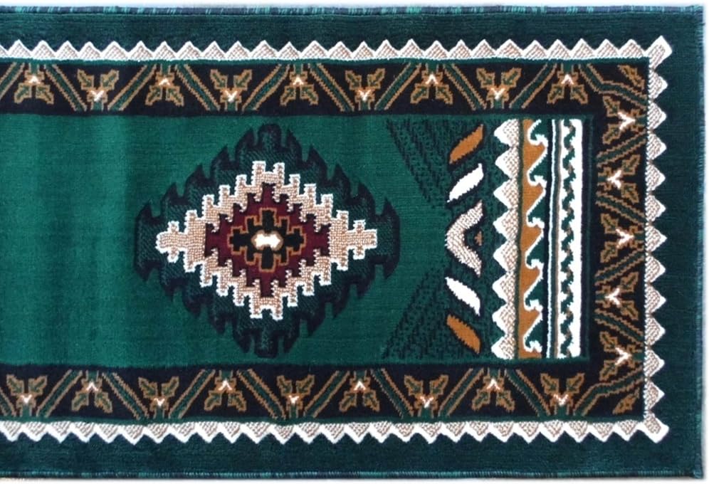 Southwest Native American Area Rug Runner Design Kingdom D 143 Hunter Green (2 Feet x 7 Feet)