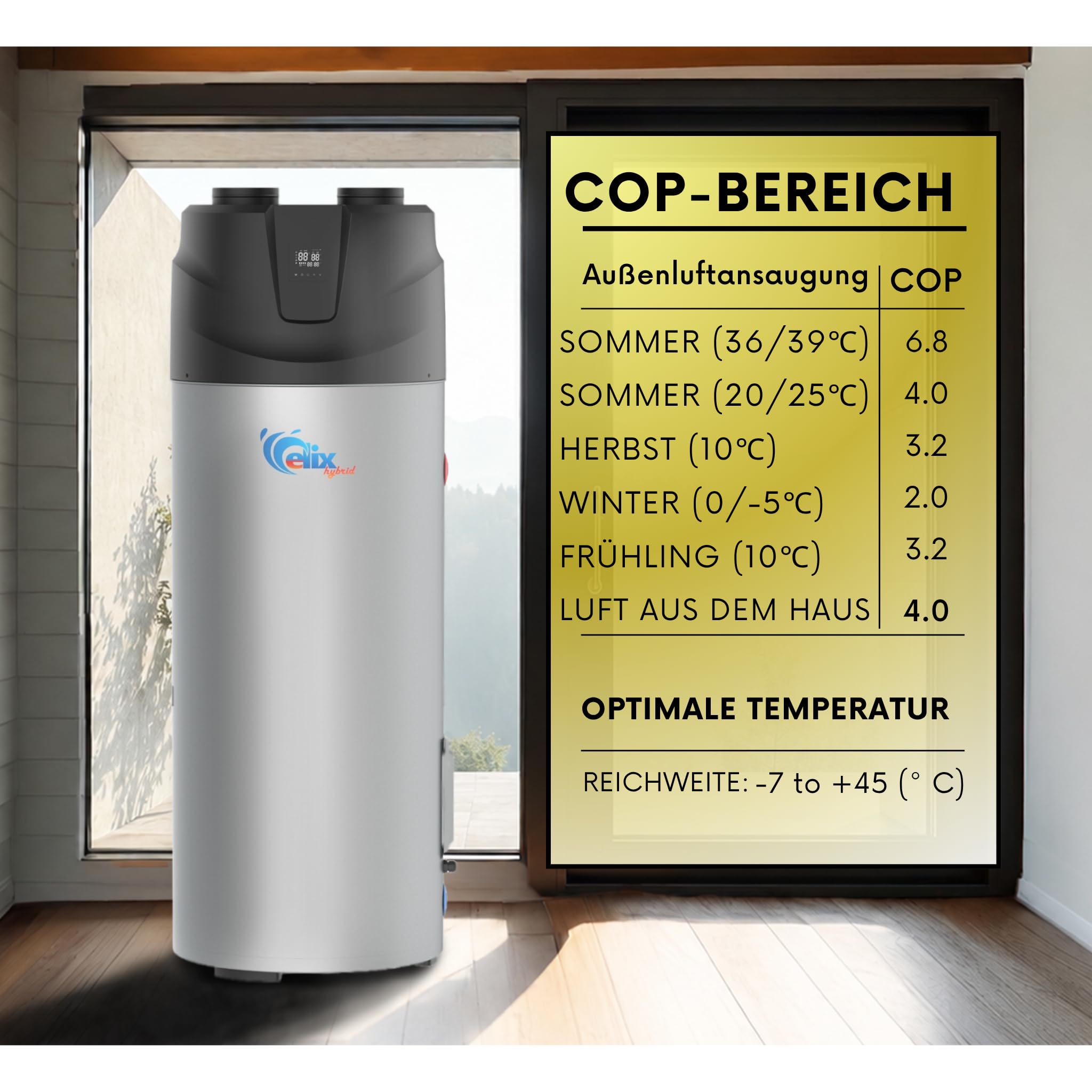 Pompa di calore 200/300 l, pompa di calore R290 e scaldabagno con memoria integrata, efficiente dal punto di vista energetico ed ecologico (200 l, 200 l)