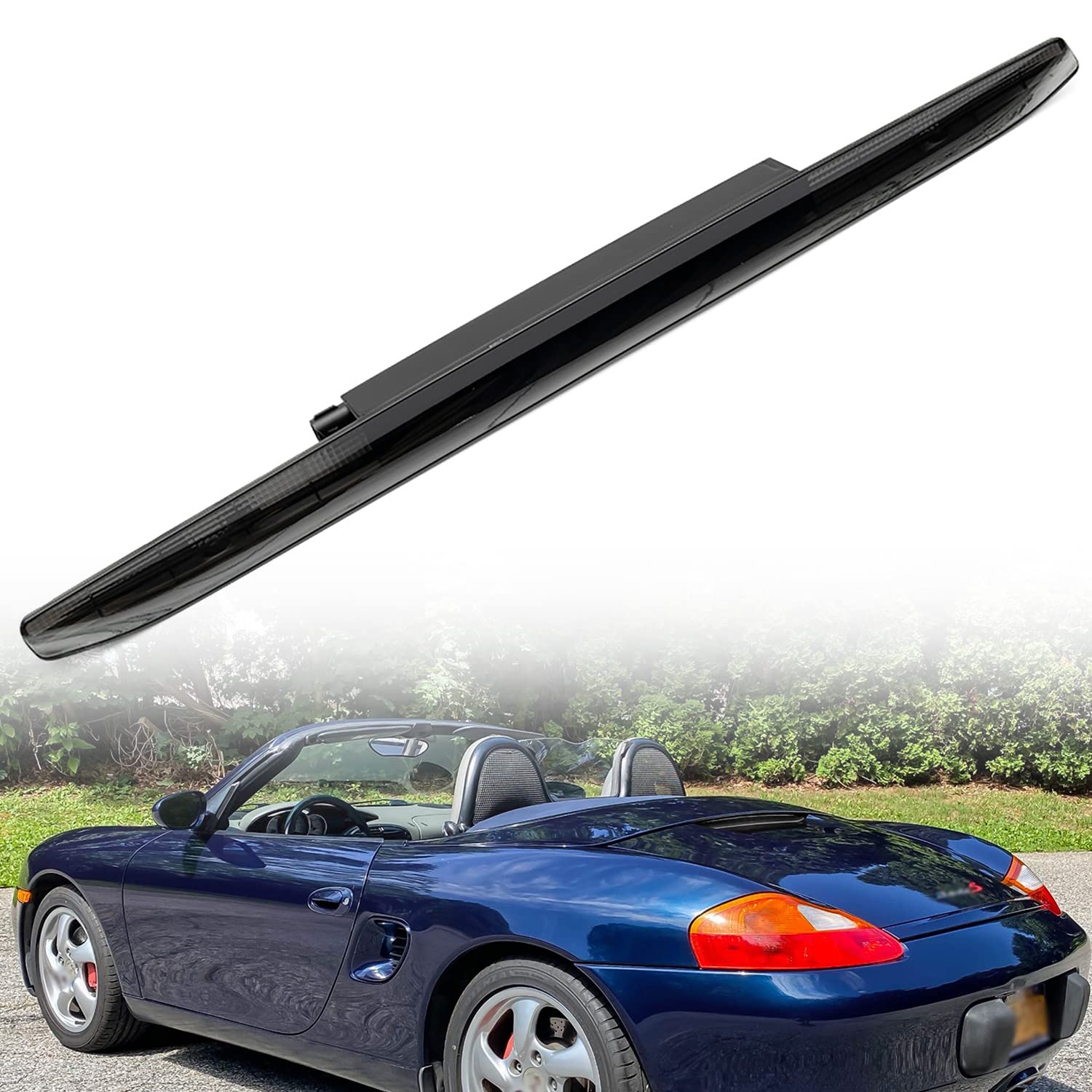 NSLUMO Led Third Brake Light Replacement for Porsche Box'ster 986 Coupe/Convertible 1997-2004 Red LED Trunk Lid 3rd Brake Center High Mount Stop Lamp Smoked Lens CHMSL