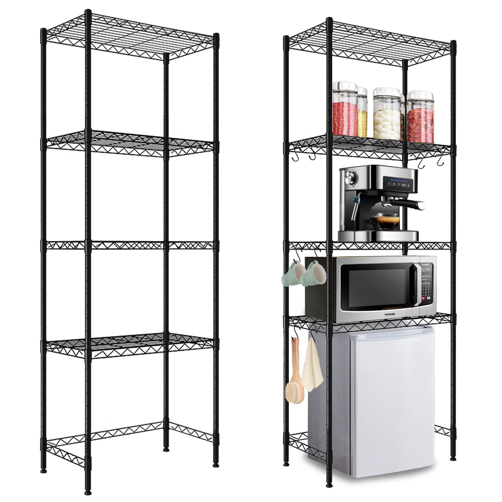 Mini estante para frigorífico de altura ajustable (negro)
