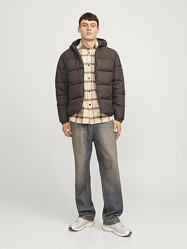 JACK & JONES Men's Jjmoon Hood Buffer Puffer Jacket, Black, L - 9