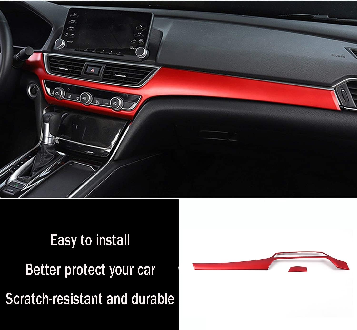 Car Accessories Fit for Honda Accord 10th Gen 2018-2022 Inner Dashboard Center Console AC Switch Button Panel Stripe Cover Trim （ Red ABS 2 PCS
