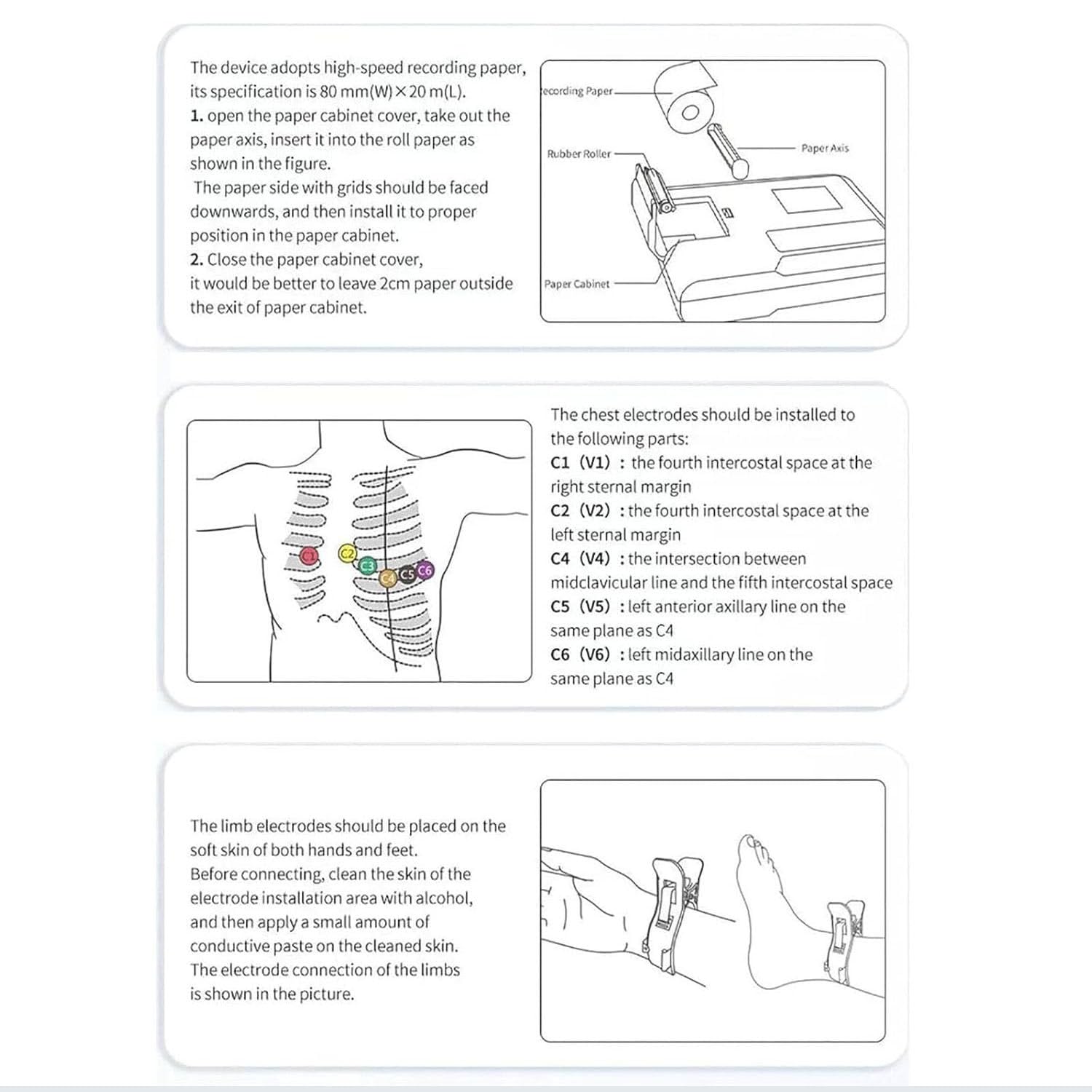 Monitor ECG a 12 derivazioni, Portatile, Schermo LCD Touch da 7 Pollici, elettrocardiografo Digitale a 6 canali, Macchina ECG/EKG