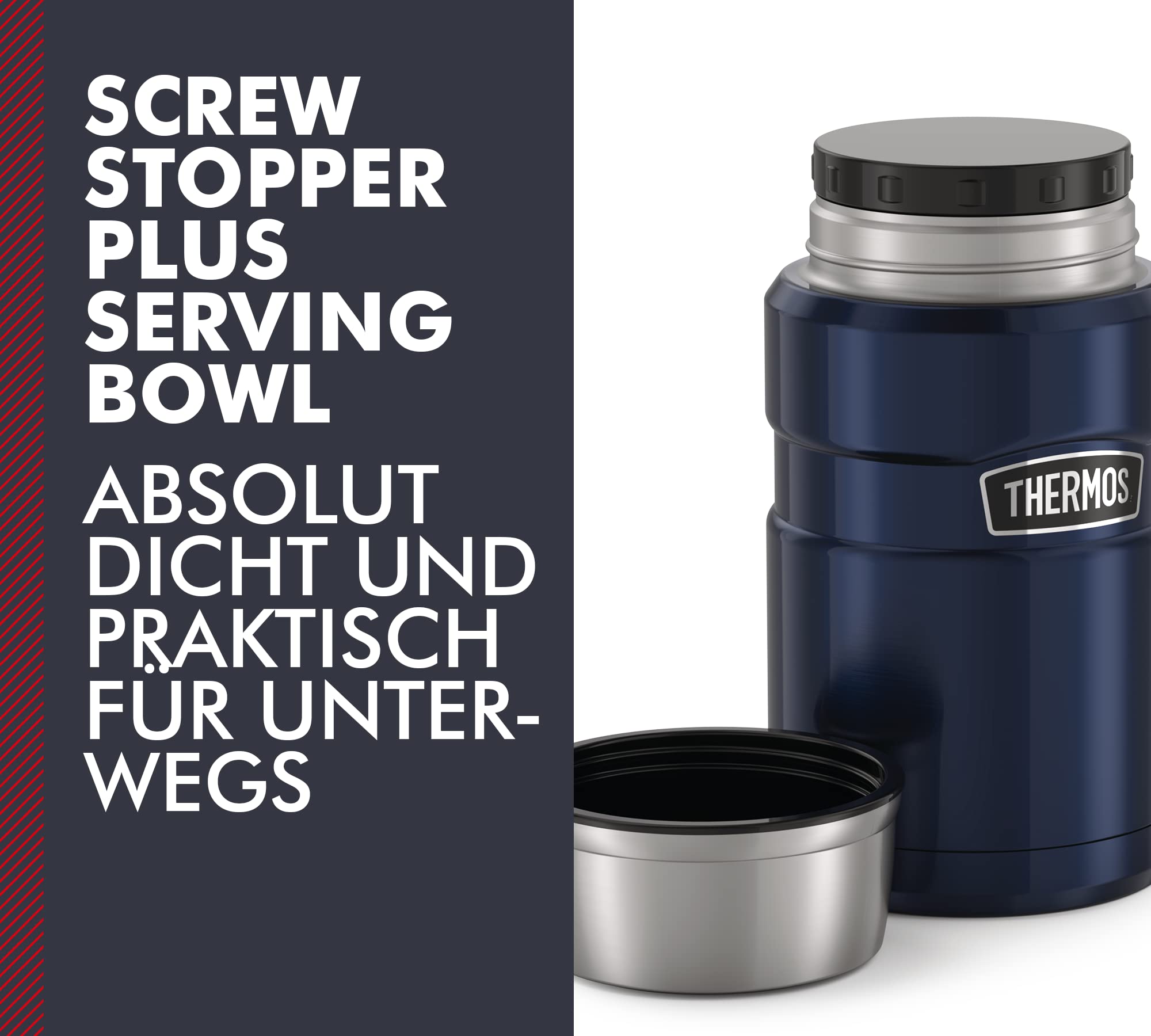 Thermos Stainless King Récipient alimentaire isotherme en acier inoxydable, bleu nuit, 0,71 Liter