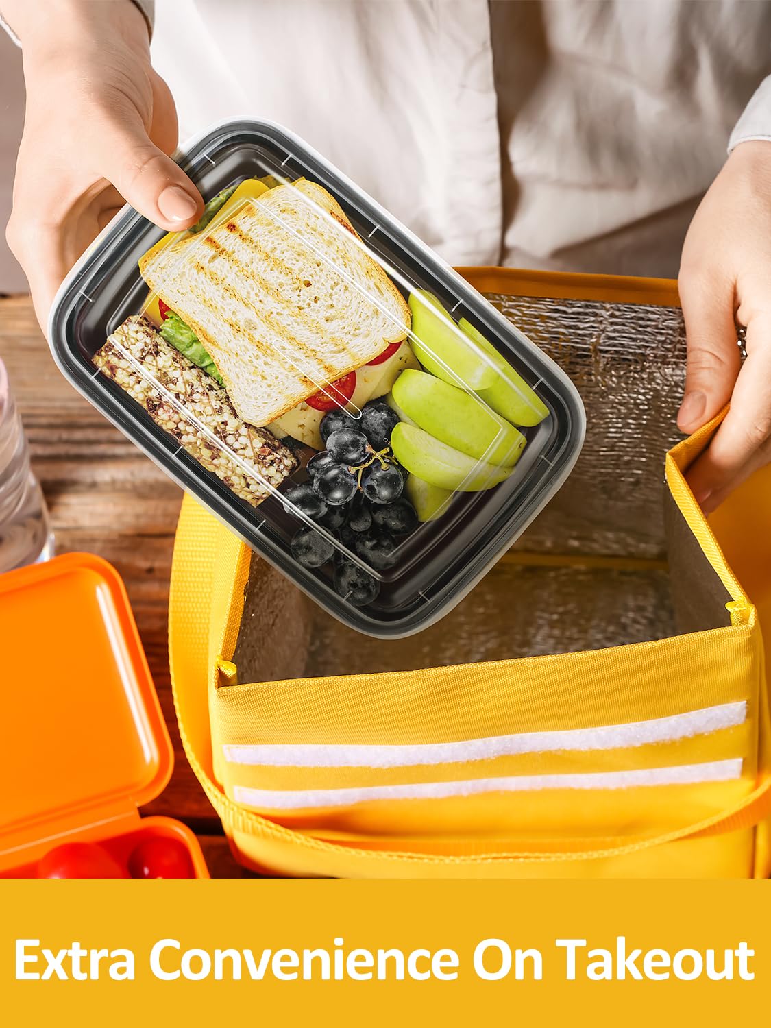 NEEBAKE 60 juegos de recipientes de preparación de comidas de 28 onzas, recipientes de plástico reutilizables con tapas, se adapta a microondas, congelador y lavavajillas