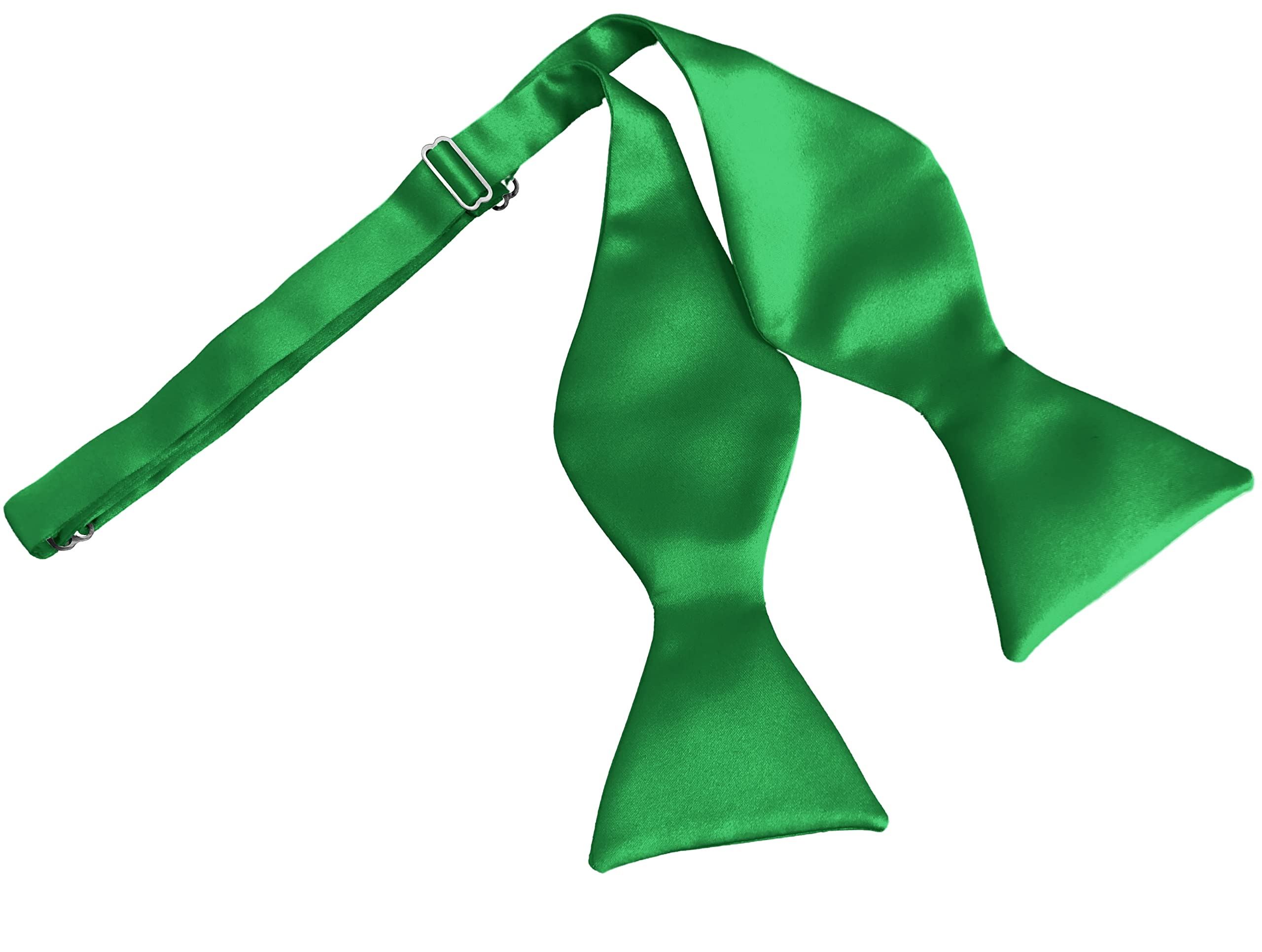 Great British Tie Club Men's Emerald Green Italian Satin Self-Tie Bow Ties (Emerald Green)