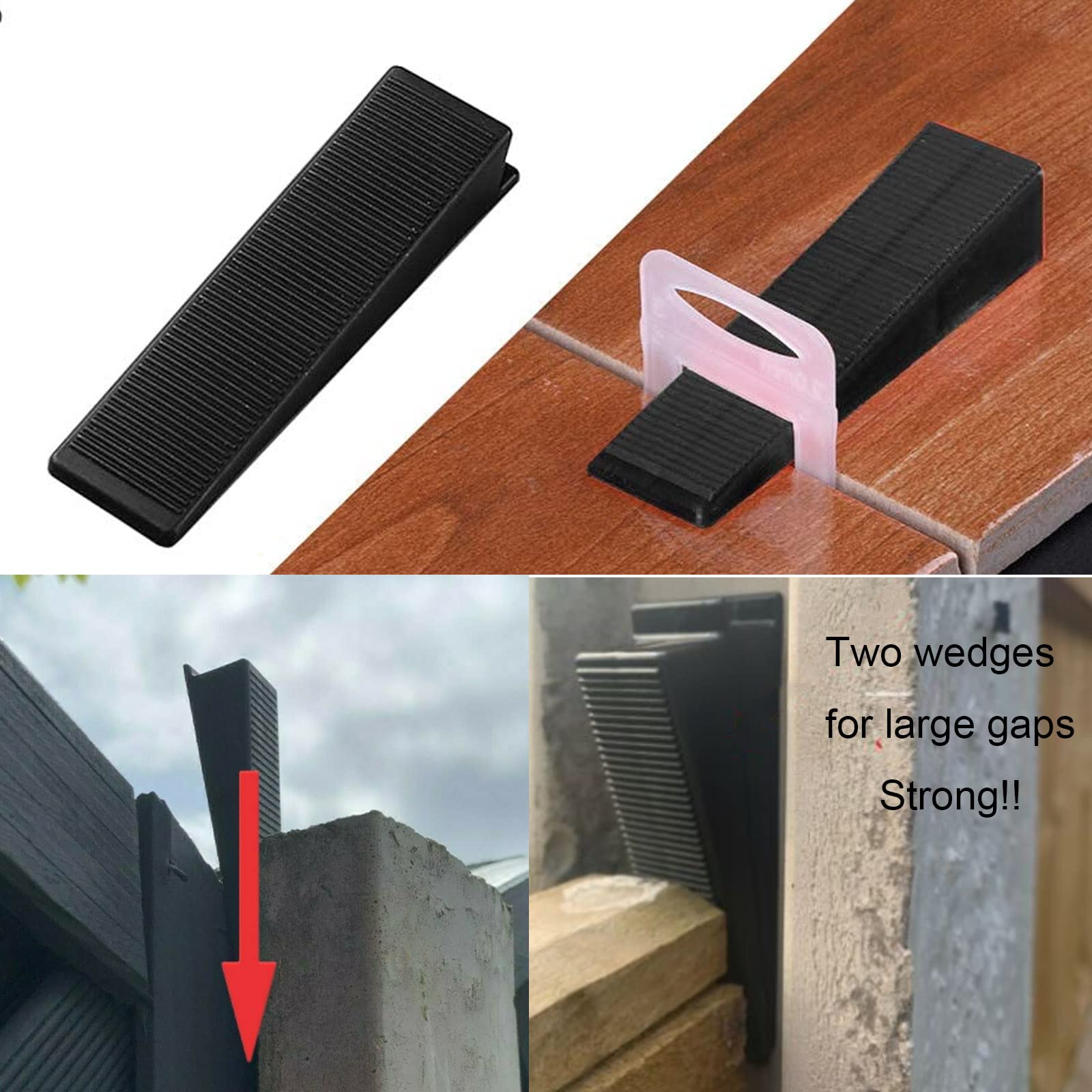 20Pcs Cunei Plastica Nero Cunei per Pavimenti Cunei Spianimetrici Cunei Livellanti Resuable Cunei per Piastrelle Riutilizzabili per Pavimenti,Pareti,Edifici,8.7*2.1*1.5cm