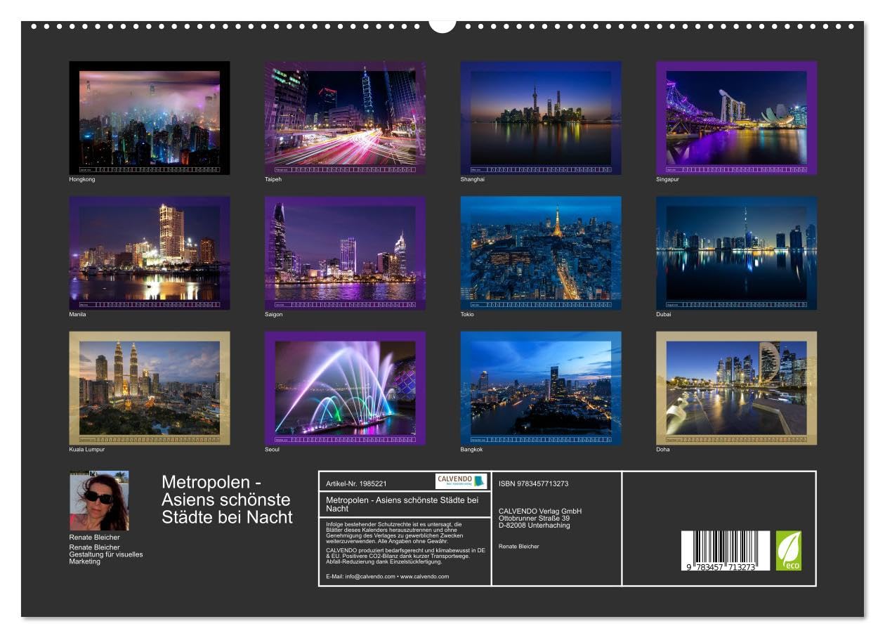 Metropolen - Asiens schönste Städte bei Nacht (hochwertiger Premium Wandkalender 2026 DIN A2 quer), Kunstdruck in Hochglanz: Stimmungsvolle ... Asiens im Lichterglanz (CALVENDO Orte)
