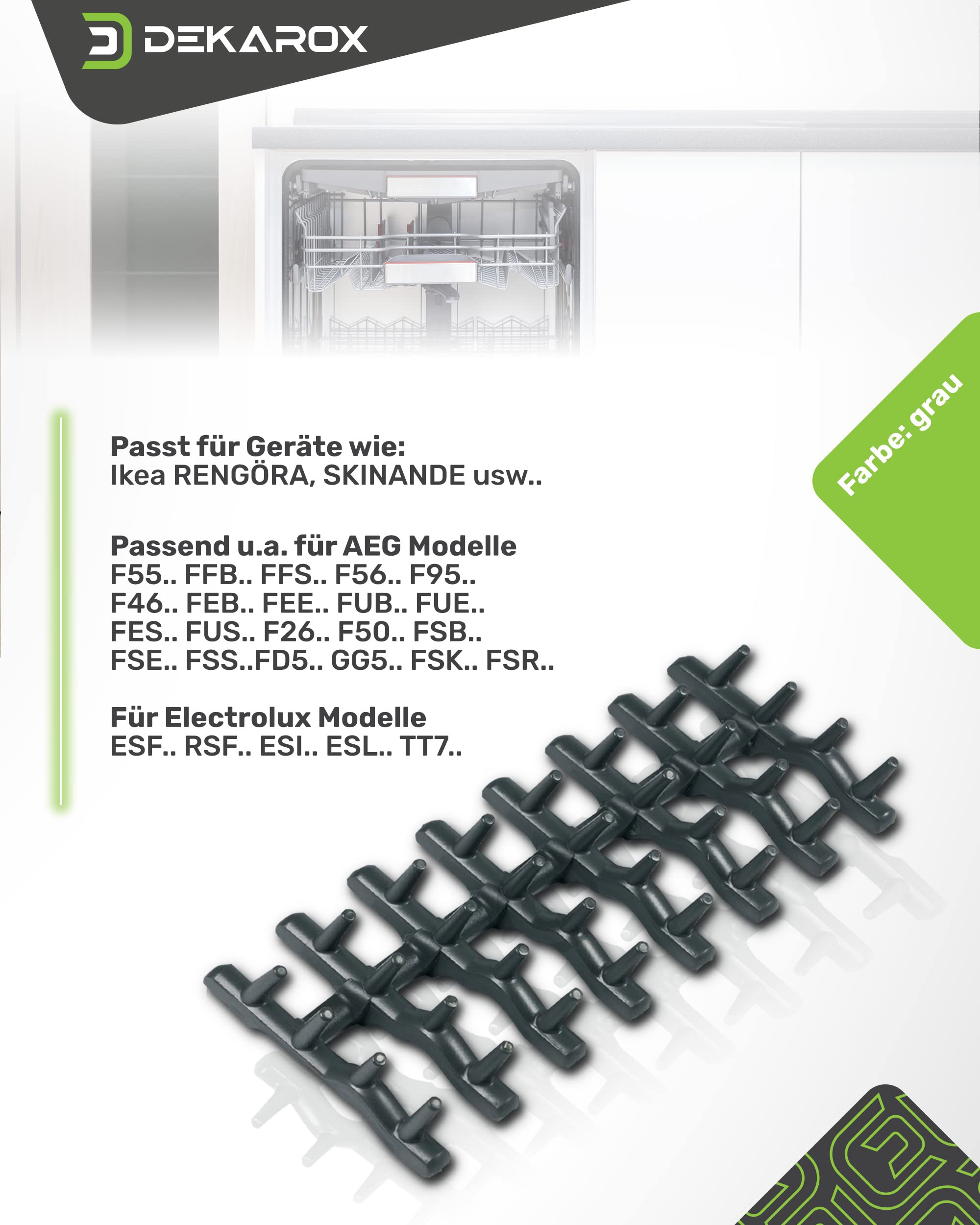 2 x Oberkorbeinsatz für AEG Electrolux Zanussi Zanker 138018410/9 1380184109 für Geschirrkorb oben in Spülmaschine Geschirrspüler Grau