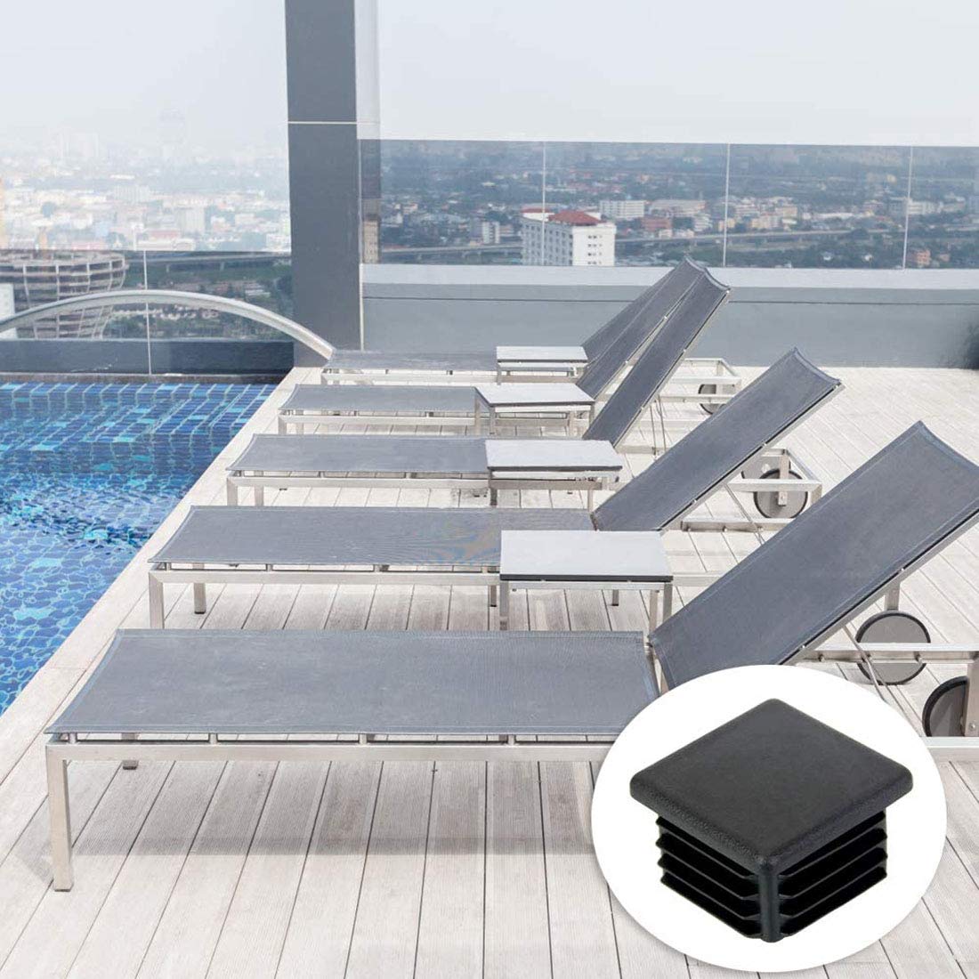 32 Tappi Per Tubi Quadrati 30x30mm - In Plastica Nera, Per Gambe Di Tavoli, Sedie E Mobili, Protezione Antiscivolo