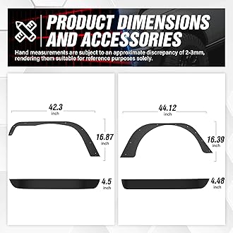 for YJ Flat Front and Rear Fender Flares Compatible with 1987 1988 1989 1990 1991 1992 1993 1994 1995 Jeep Wrangler YJ, Heavy Duty Steel Off-Road Mud Guard Wheel Fender Kit (4 PCS, Black)