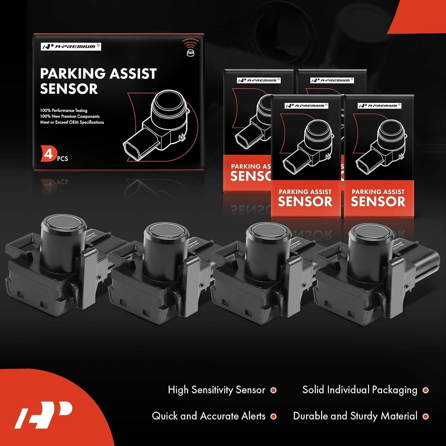 A-Premium 4-PC Reverse Backup Parking Assist Sensor Compatible with Select Toyota & Lexus Models - Land Cruiser 2013-2015, RX350 2012-2013, RX450h 2012-2013, LX570 2013-2015, Replace# 8934133190