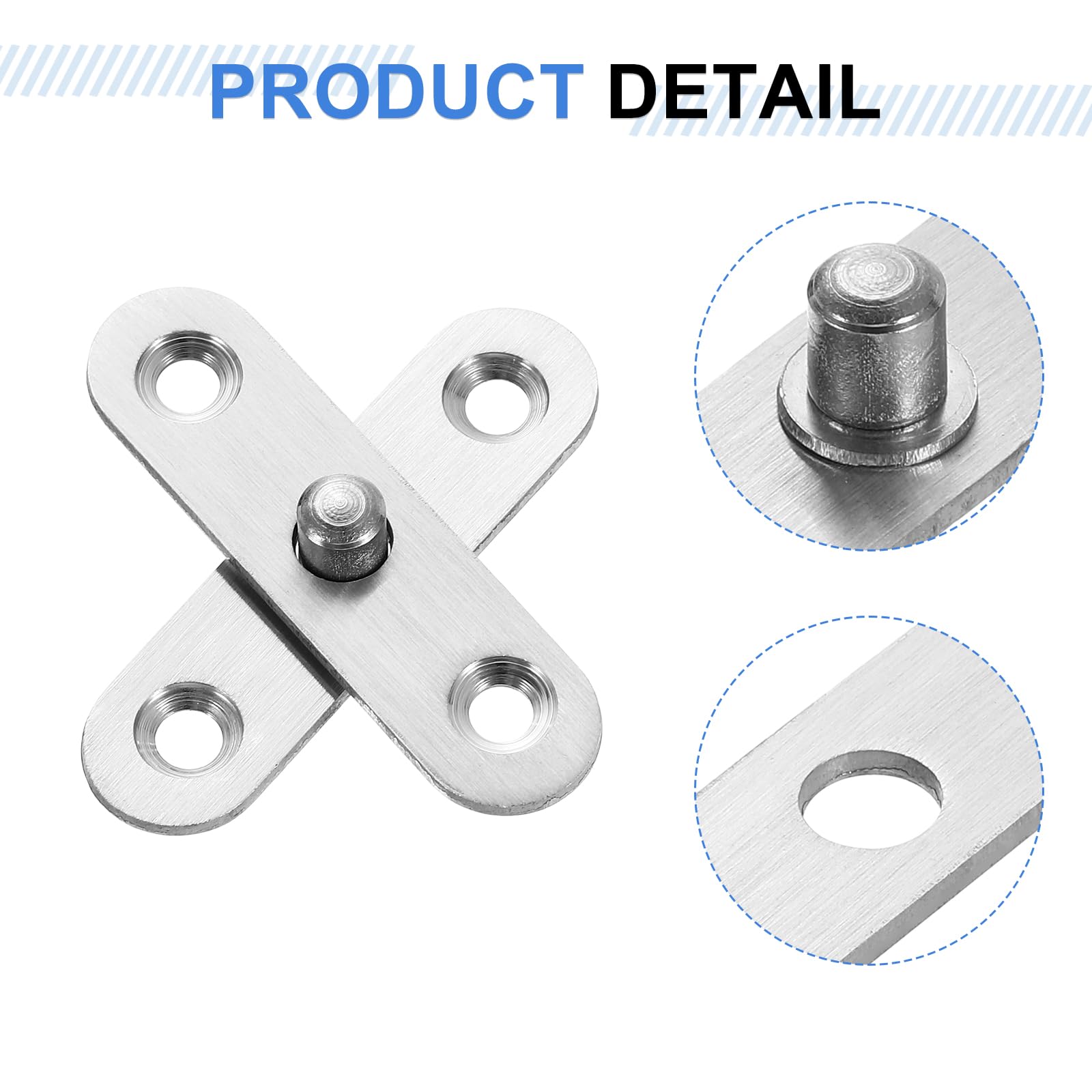 uxcell 360 Grad drehbare Scharniere, 57 x 16,3 mm, Edelstahl, Mittelschaft, verdeckt, verstecktes Scharnier für Zuhause, Küche, Schwingschranktüren, Silber, 10 Stück