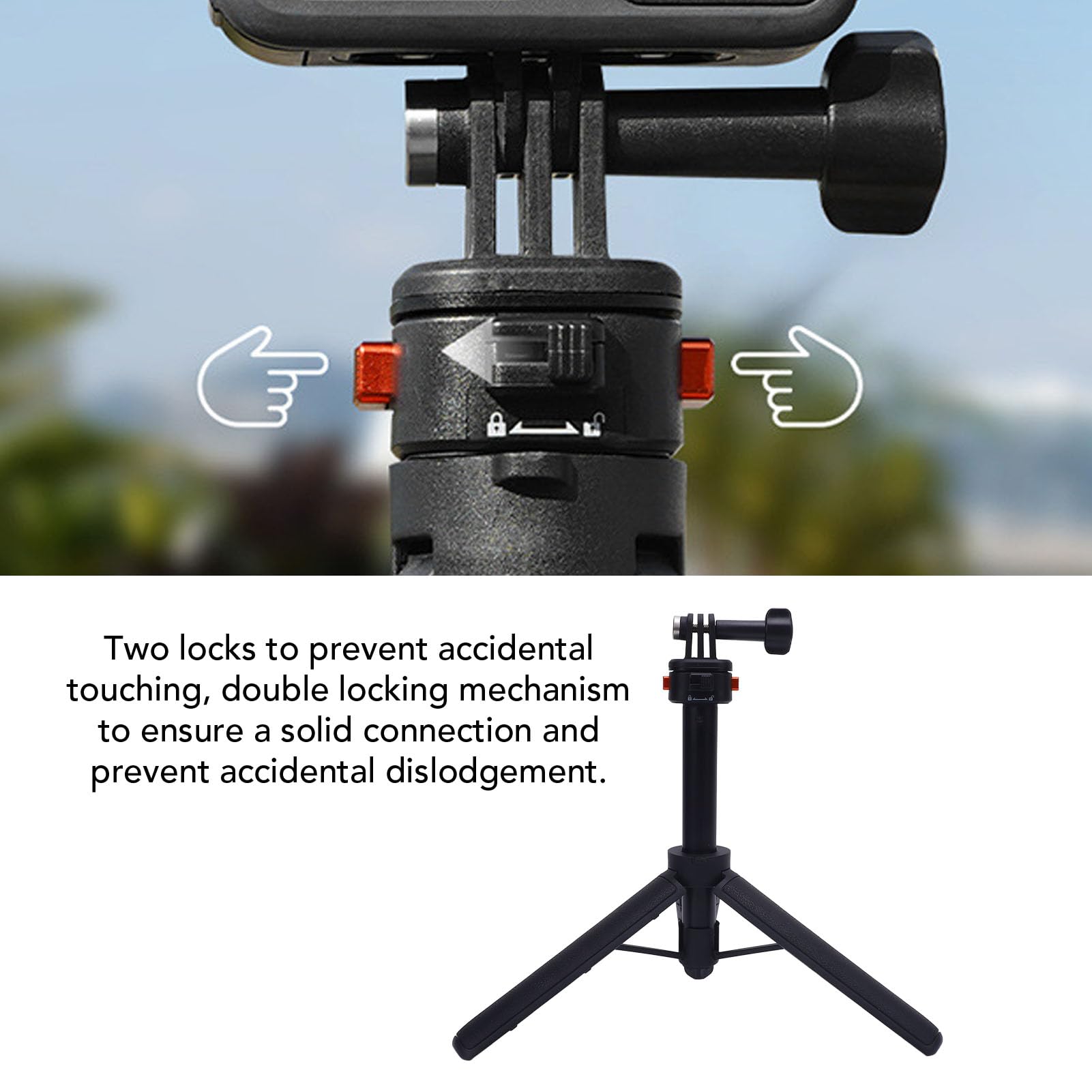 Cuifati Treppiede Estensibile Robusto Supporto Magnetico, Treppiede per Selfie in Lega di Alluminio con Doppia Serratura, Regolabile in Altezza, con Chiave di Apertura Rapida, per Smartphone Action