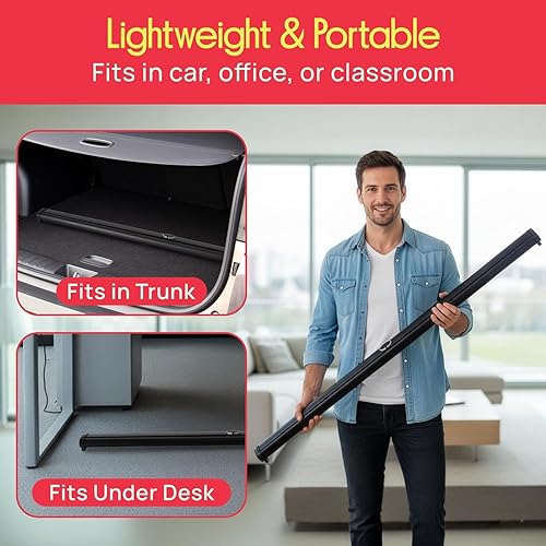 Miniatura 6 de Pyle pantalla para proyector de 50 pulgadas, portátil, de pie en el piso, plegable, enrollable, trípode manual, pantalla móvil para películas, cine