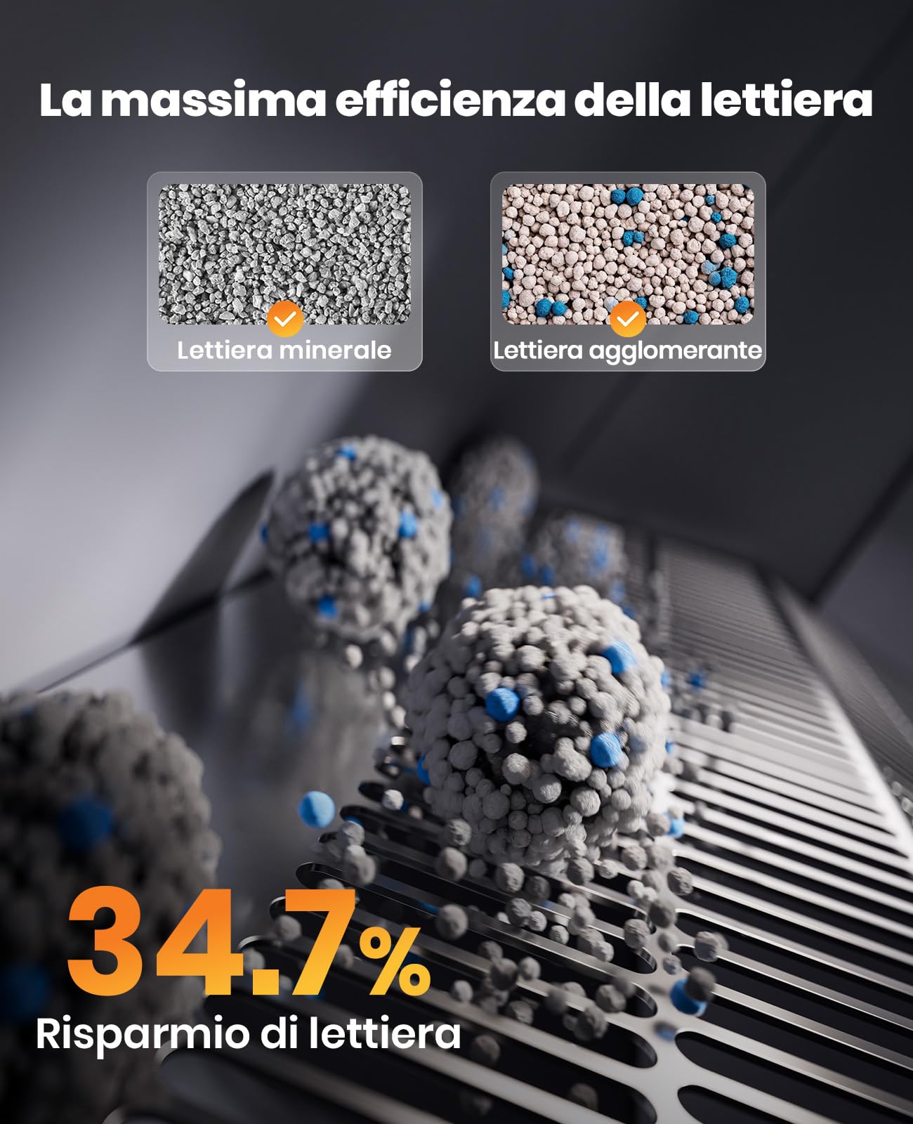 oneisall Lettiera Gatto Autopulentecon sistema EaseClean™, Lettiera Autopulente per Gatti XXL per gatti grandi, griglia in acciaio inox, modalità automatica e manuale, incl. Tappetino e 40 Sacchetti