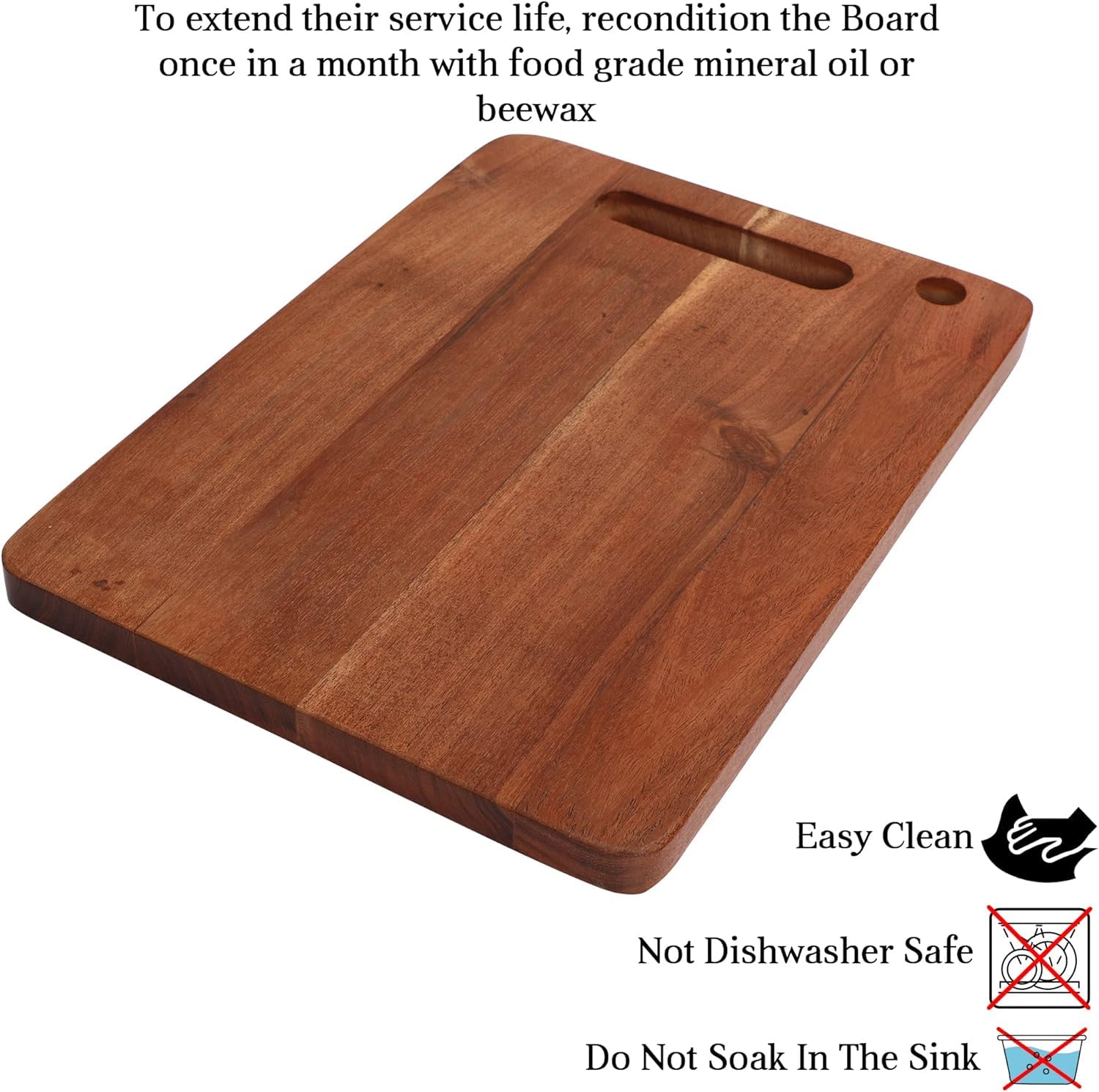 Tabla de cortar (12 x 9 pulgadas) de madera de acacia no vegetal para picadora de cocina (1)