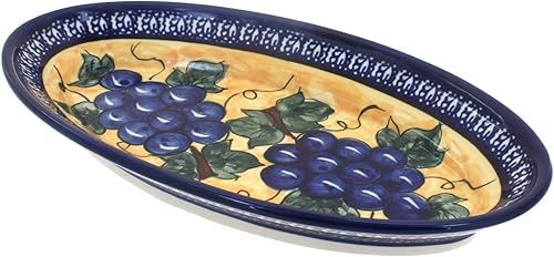 Blue Rose - Plato ovalado pequeño con ribete de cobalto