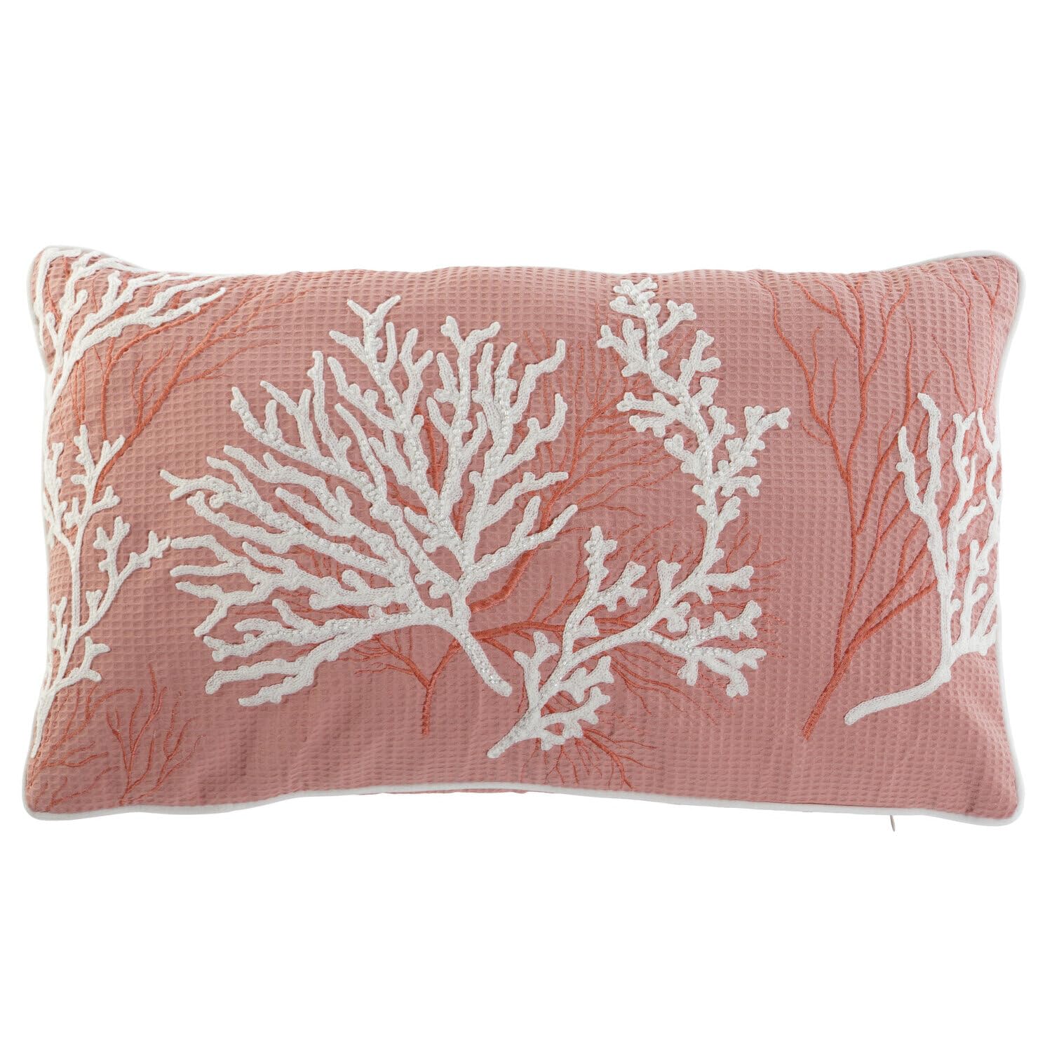 COJIN POLIESTER 60X10X35 450 GR, BORDADO CORAL