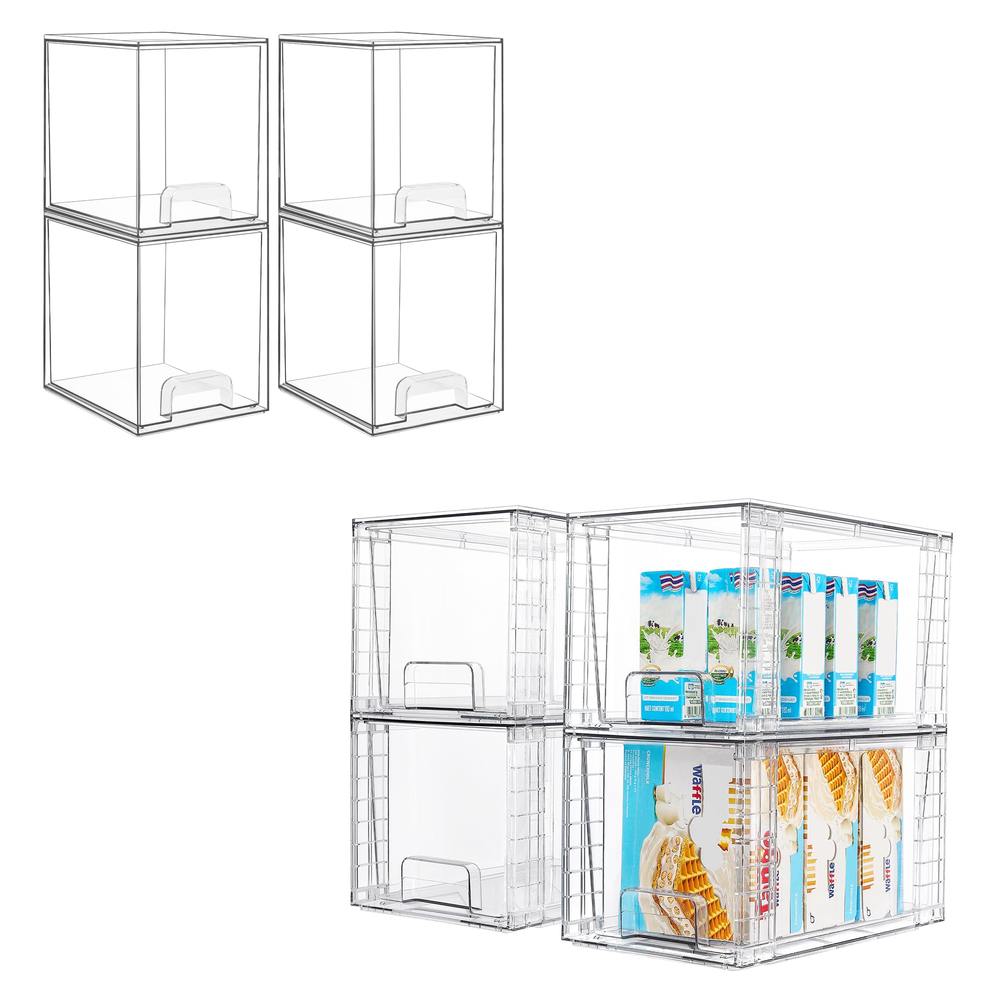 Organizer Armadio Cassetti, 4PCS Impilabili Pieghevoli per Guardaroba, Plastica