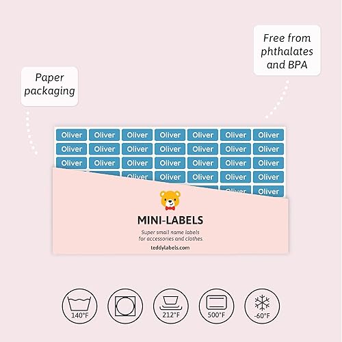 Miniatura 5 de Teddylabels - 175 etiquetas adhesivas con nombre (0.63 x 0.24 pulgadas) para etiquetar tus objetos más pequeños. Etiquetas adhesivas impermeables