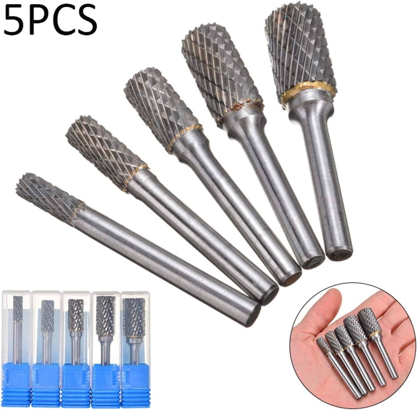 Surface Milling Cutter 5 Pieces Of 1/4 Inch Carbide 6-14mm Drill Bit Rotary File Metal Machine Woodworking Cutter