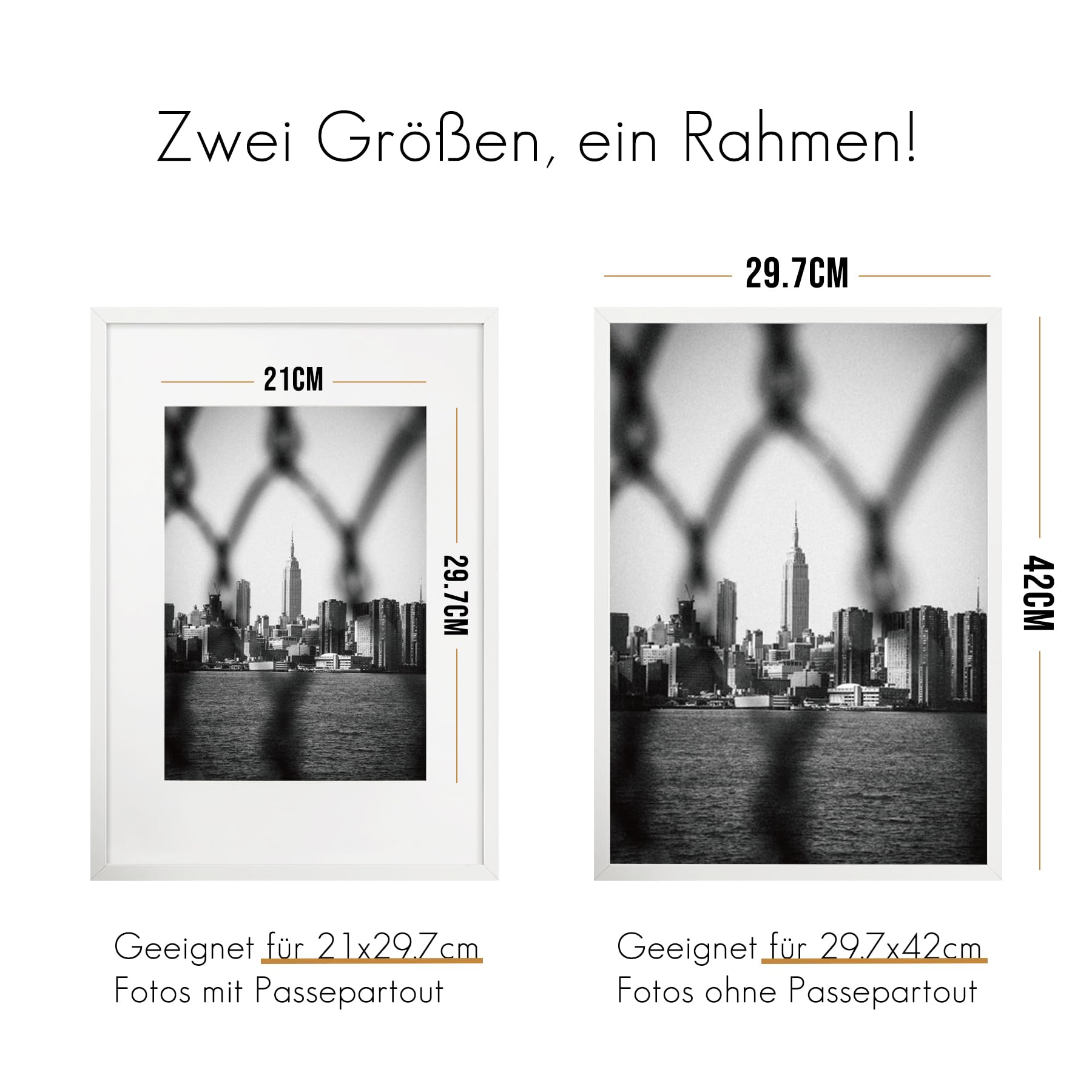 Hoikwo Set van 3 houten fotolijsten, 40 x 60 cm, eenvoudige natuurlijke
