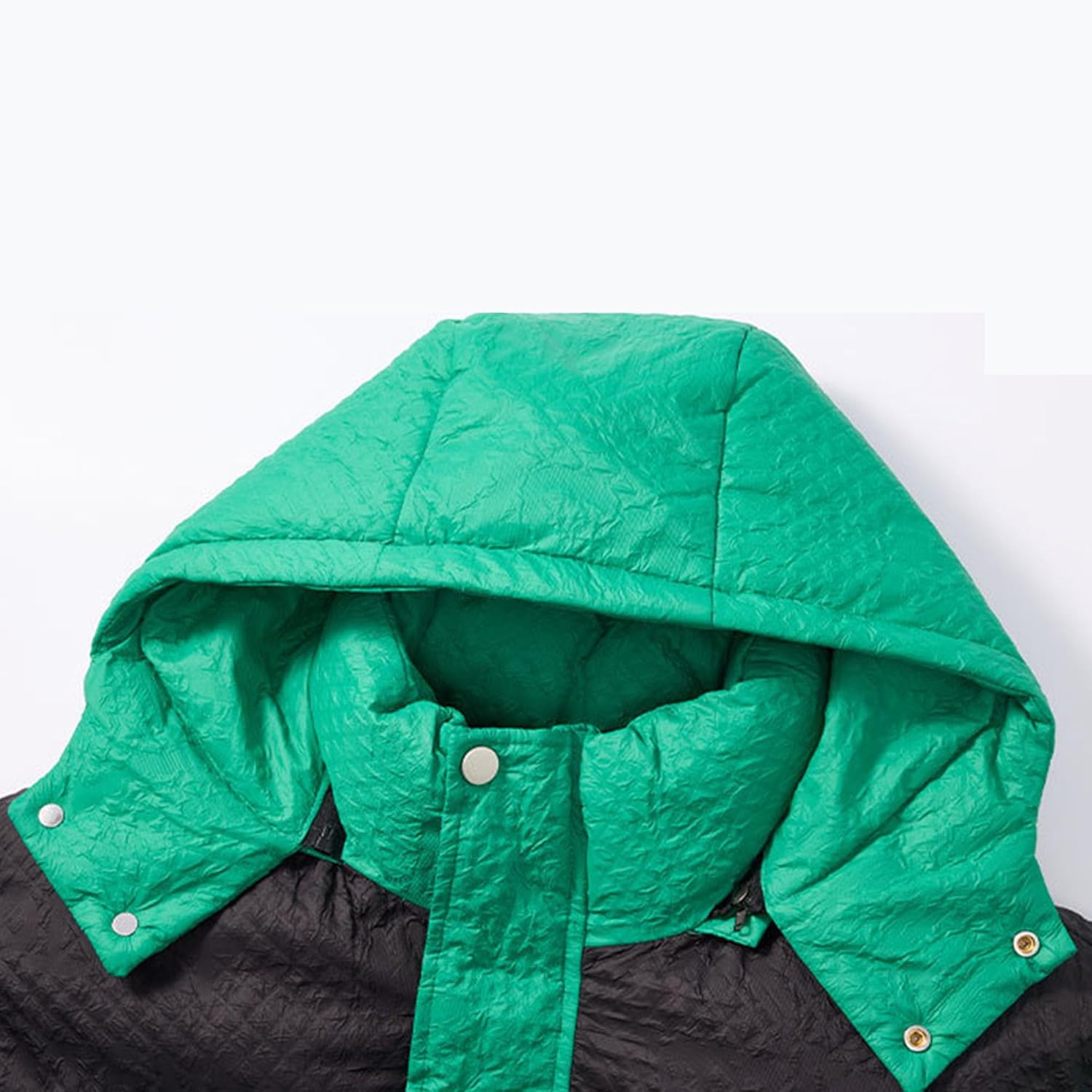 Men's Winter Quilted Jacket Patchwork Winter Warm Padded Coat Thick Color Block Outwear With Hood