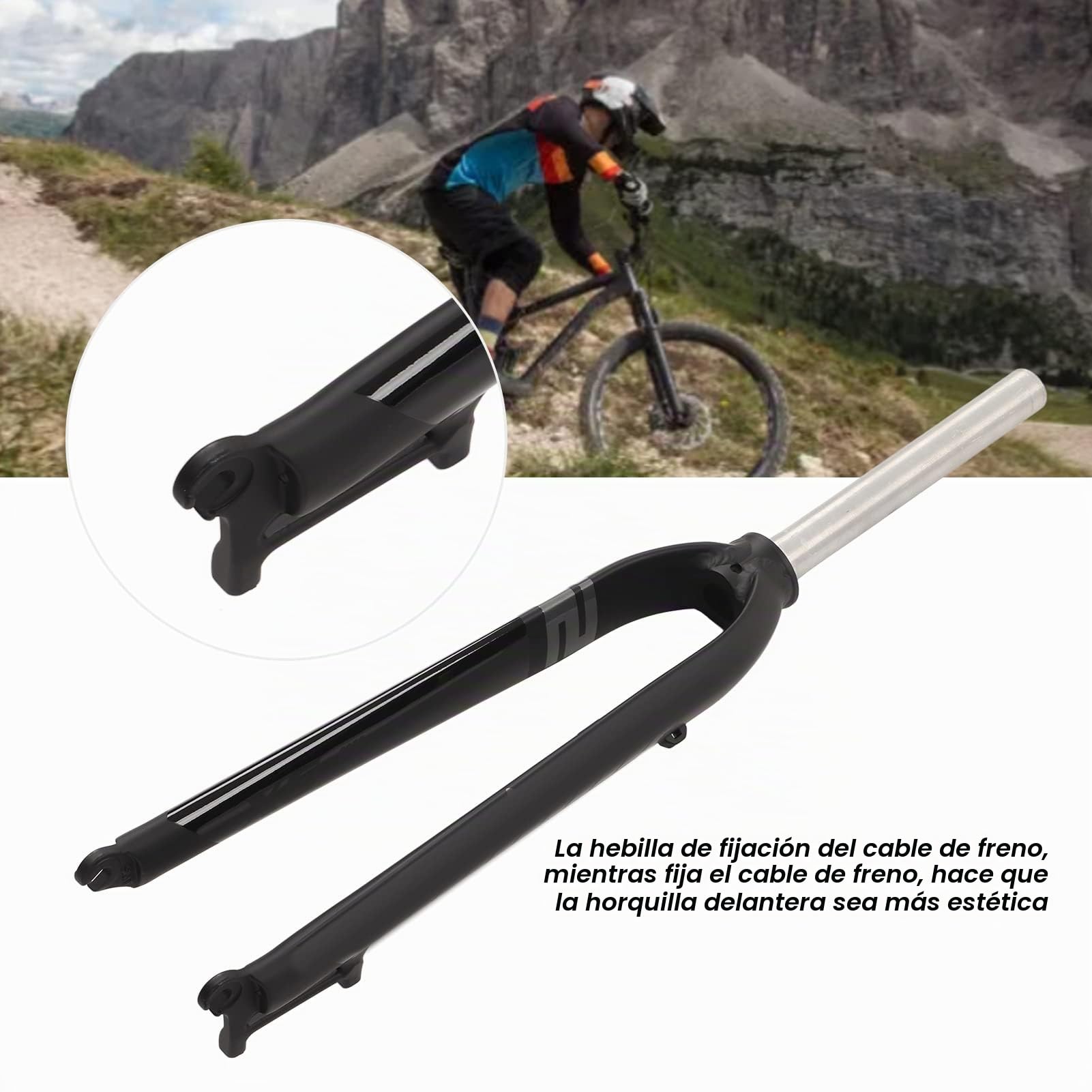 Uxsiya Horquilla Rígida para Bicicleta de Montaña, 26/27, 5/29 Pulgadas, Horquilla Dura para Bicicleta de Montaña, Horquilla de Suspensión Delantera para Bicicleta de Aleación de(Negro Gris)