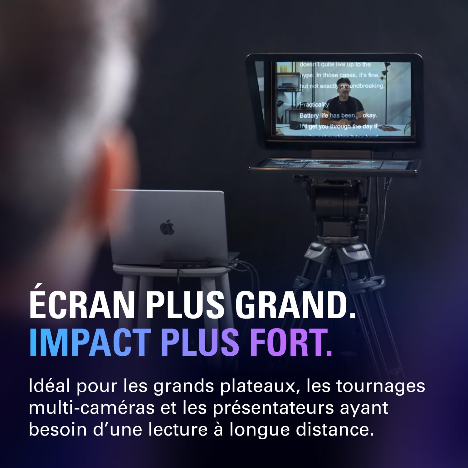 Elgato Prompter XL – Téléprompteur Grand Format avec écran Amovible, Moniteur visioconférence, pour appareils Photo et caméras de Studio, Installation Simple par USB-C 3.2 (PC&Mac)